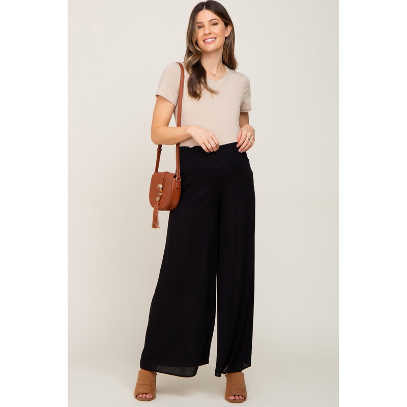 Black Maternity Wide Leg Pants