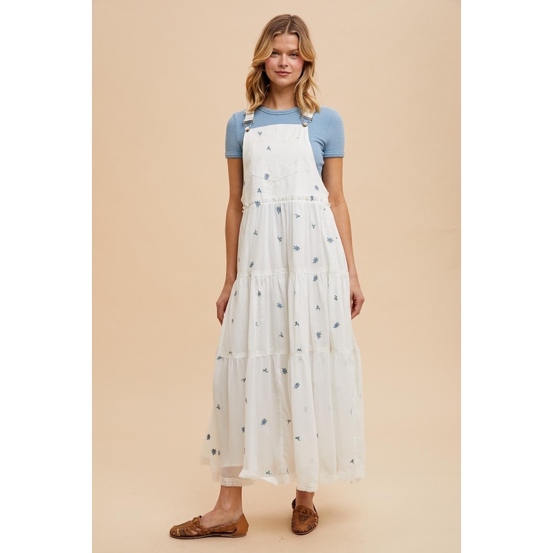 White Embroidered Floral Skirtall