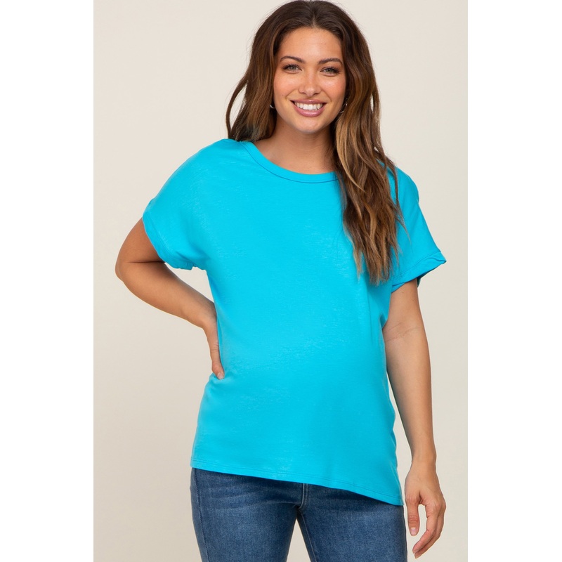 Aqua Short Sleeve Maternity Top