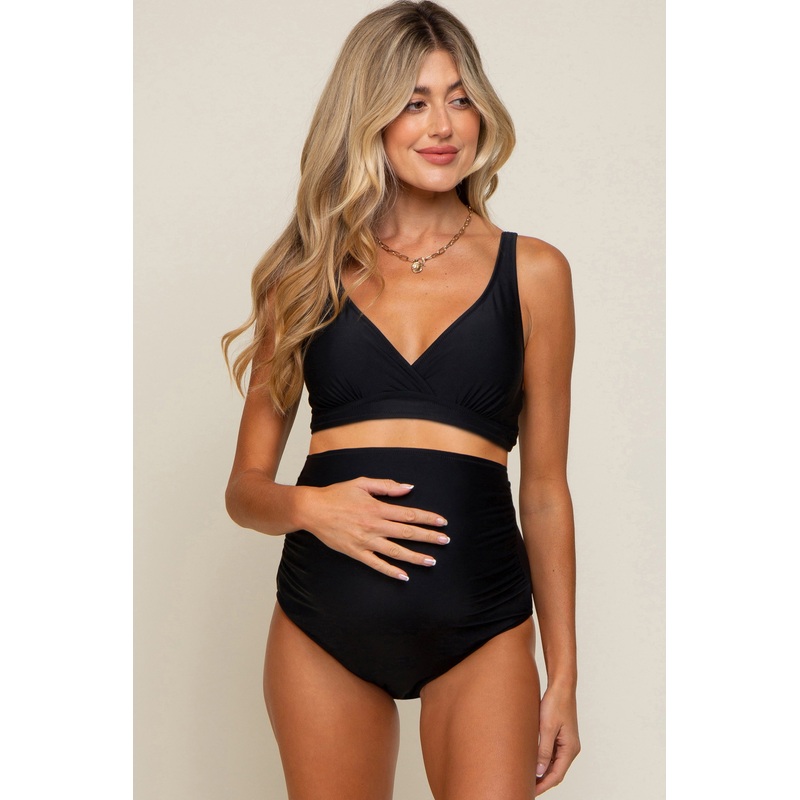 Black High Waist Maternity Bikini Set