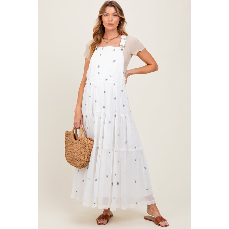 White Embroidered Floral Maternity Skirtall