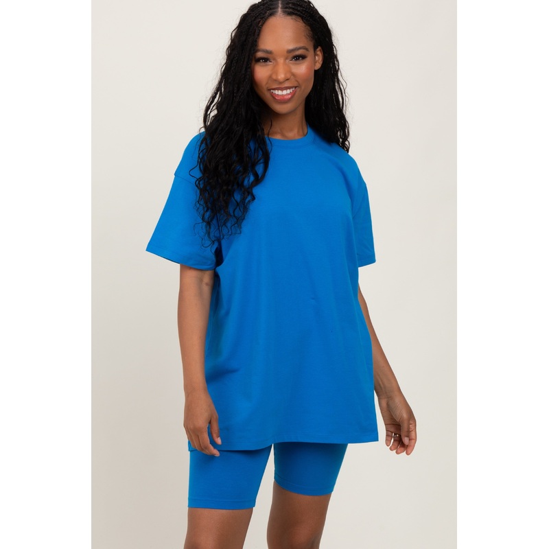 Aqua Biker Shorts Set