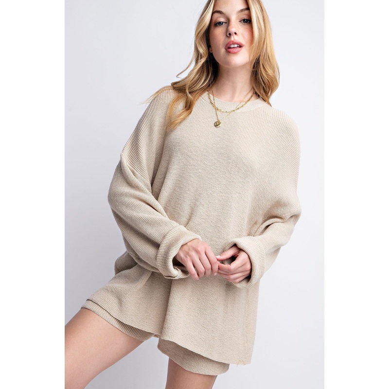 Beige Sweater and Short Set