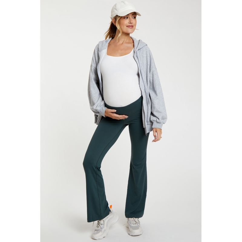 Forest Green Maternity Flared Leggings
