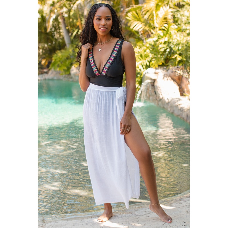 White Loose Beach Cover Up Skirt