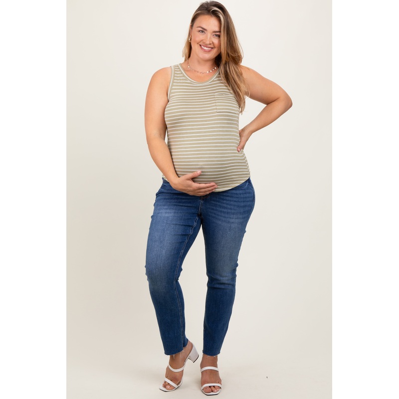 Blue Straight Leg Maternity Plus Jeans