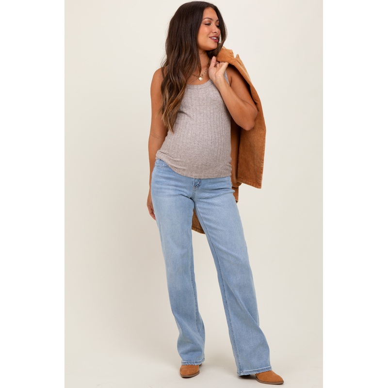 Light Blue Washed Relaxed Straight Leg Maternity Jeans