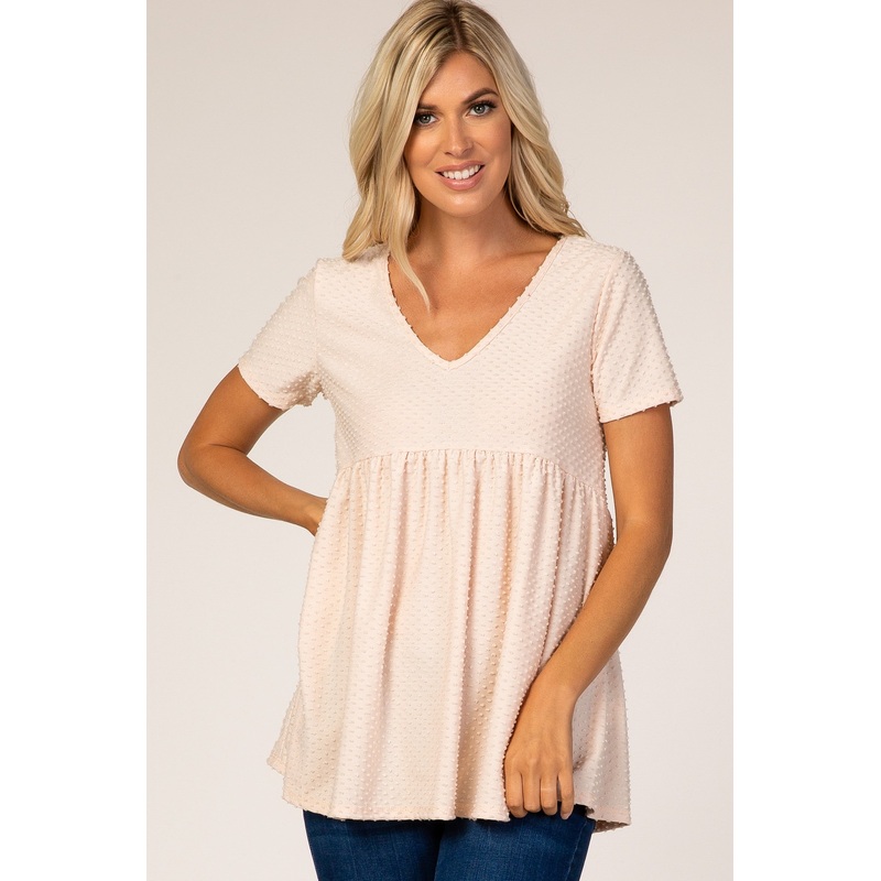 Beige Textured Babydoll Blouse