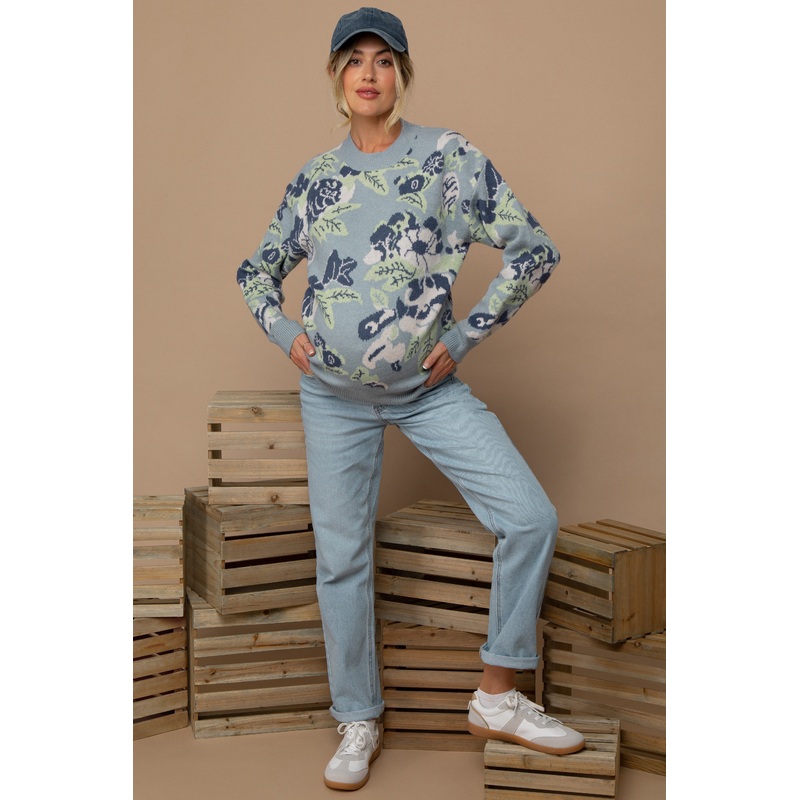 Light Blue Basic Maternity Straight Leg Jeans