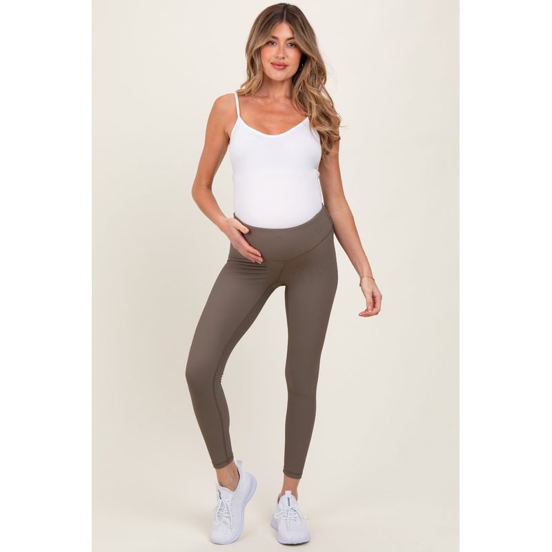 Mocha Ribbed Maternity Leggings