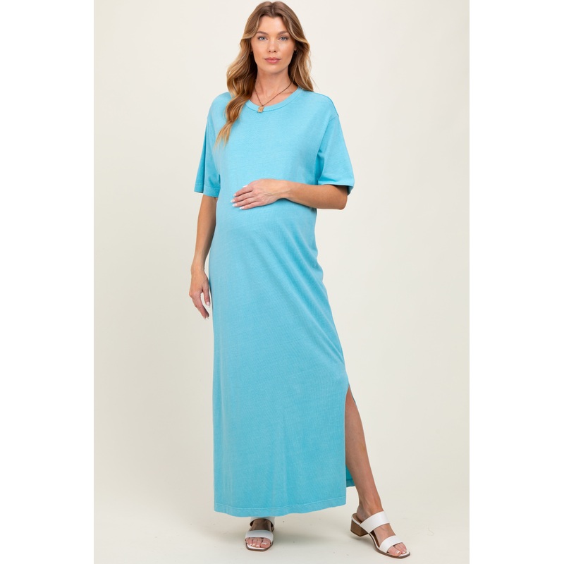 Aqua Short Sleeve Knit T-Shirt Maternity Maxi Dress