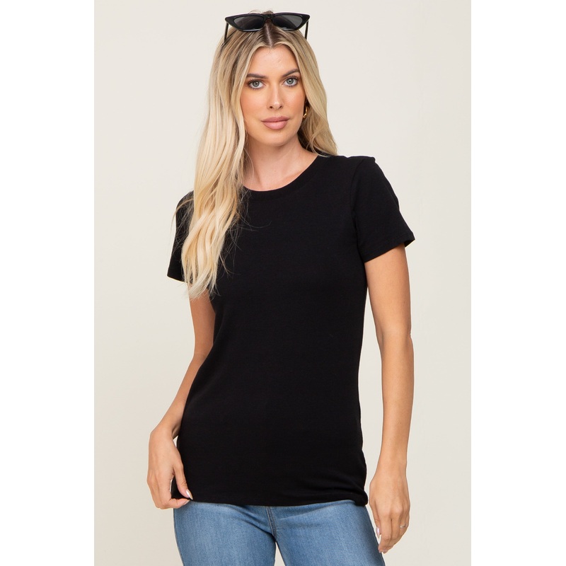 Black Basic Crew Neck Tee
