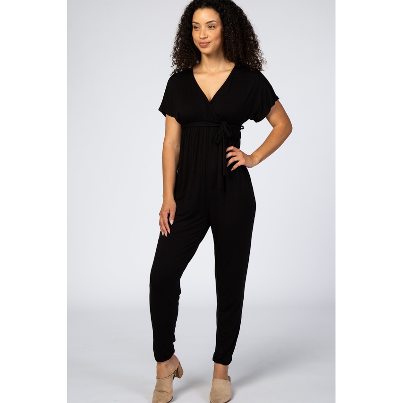 Black Wrap Tie Jumpsuit