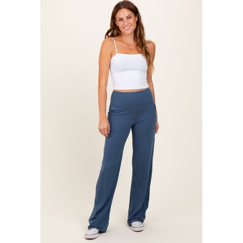 Blue Straight Leg Yoga Pants