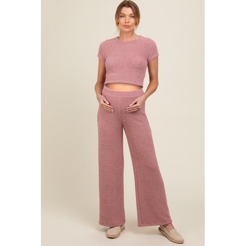 Mauve Short Sleeve Pant Maternity Lounge Set