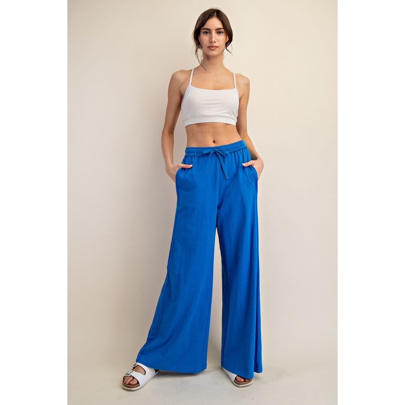 Royal Blue Drawstring Wide Leg Lounge Pant