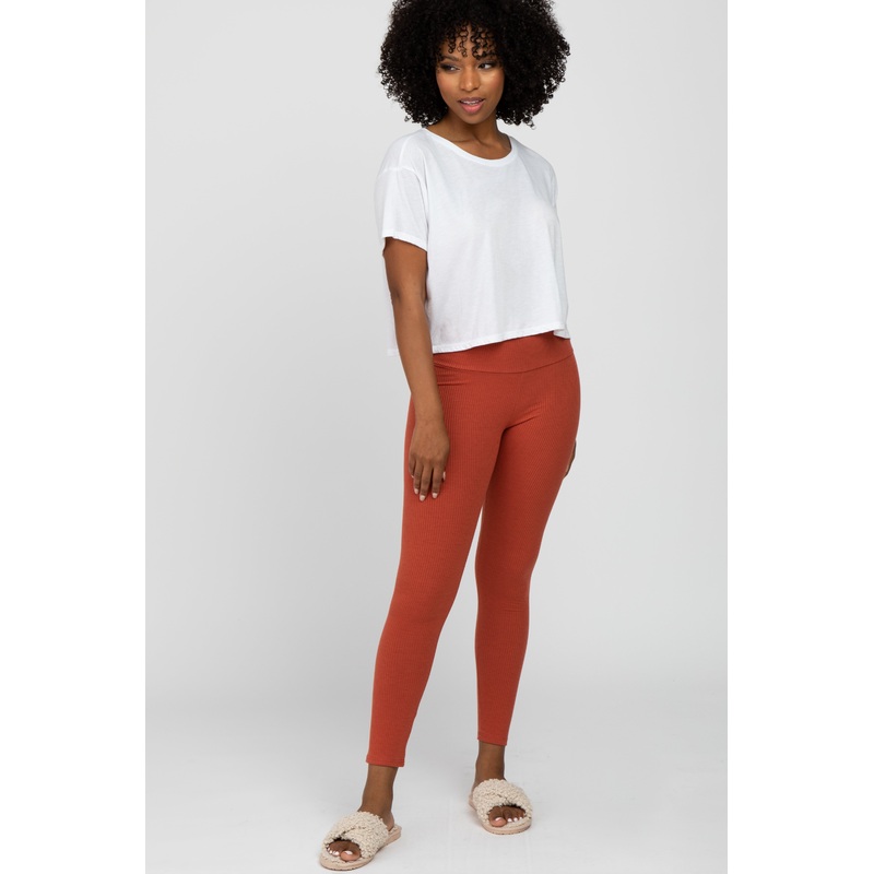 Rust Ribbed Leggings