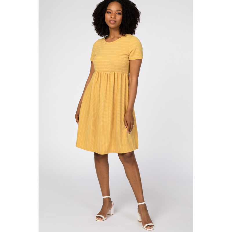 Yellow Striped Babydoll Dress