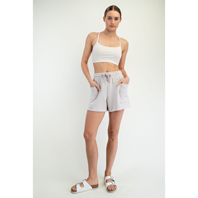 Beige Patch Pocket Shorts