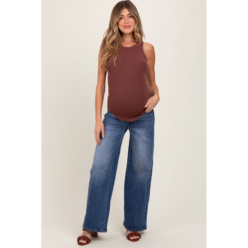 Blue Relaxed Wide Leg Maternity Jeans