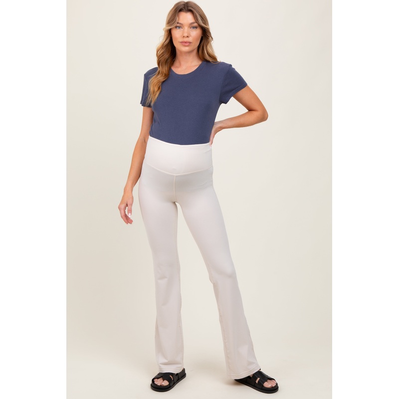 Cream Maternity Flared Leggings
