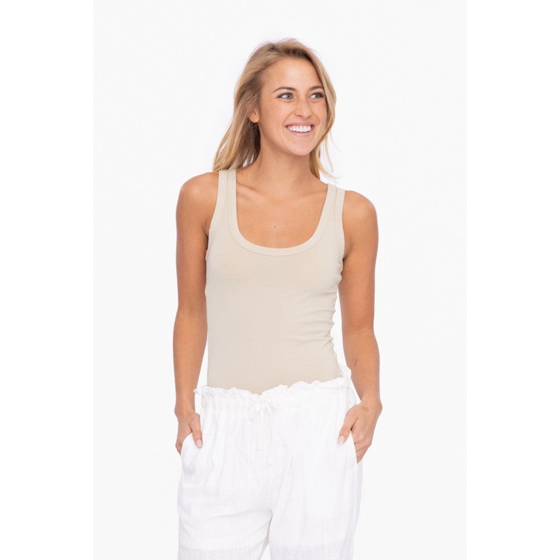Beige Scoop Neckline Tank Top