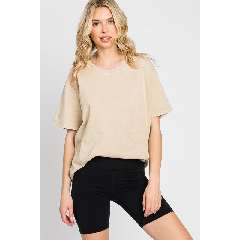 Beige Faded Basic T-Shirt