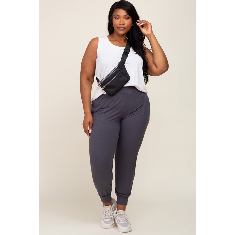 Charcoal Soft Knit Plus Jogger Pants