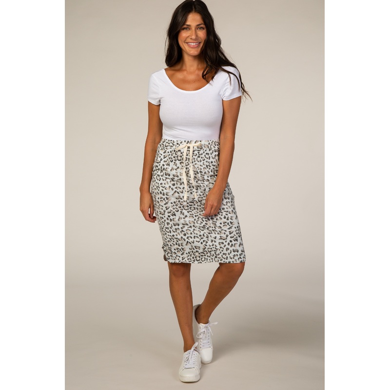 Grey Animal Print Skirt