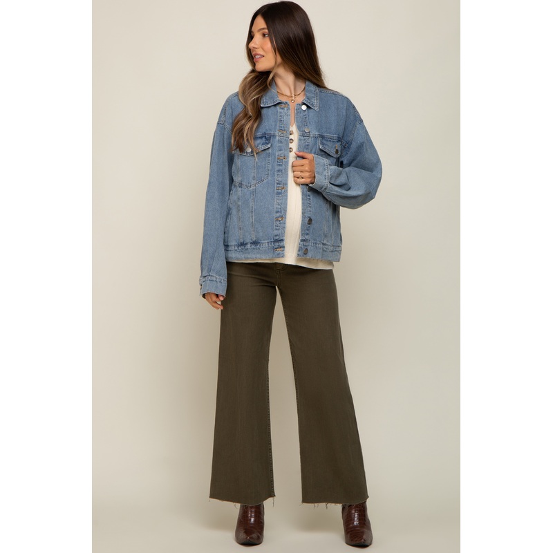Light Blue Oversized Maternity Denim Jacket