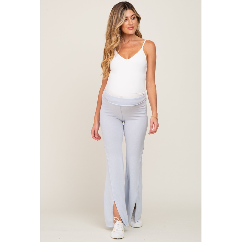 Light Blue Terry Flare Maternity Lounge Pants