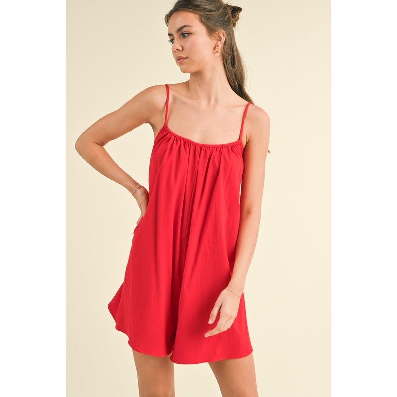 Red Adjustable Tie Back Romper