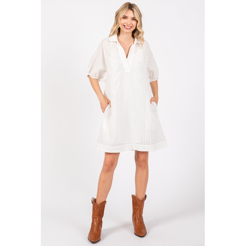 White Monochrome Striped Dress