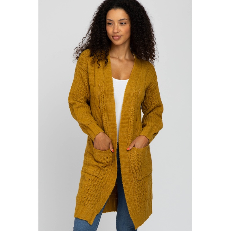 Yellow Mixed Knit Chunky Cardigan