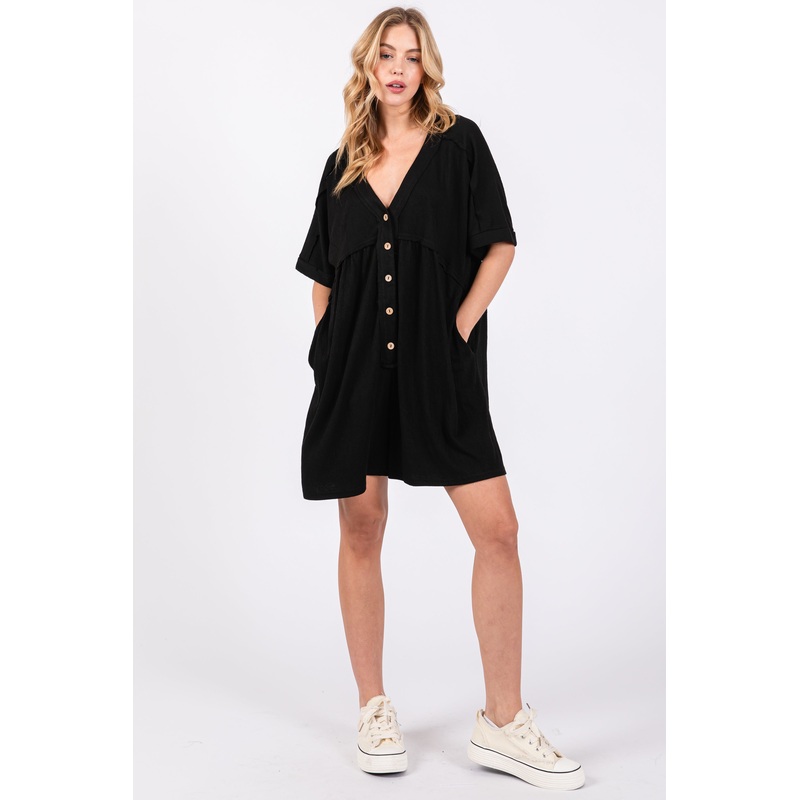 Black Button Down Romper