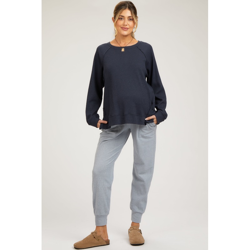 Light Blue Soft Knit Maternity Joggers
