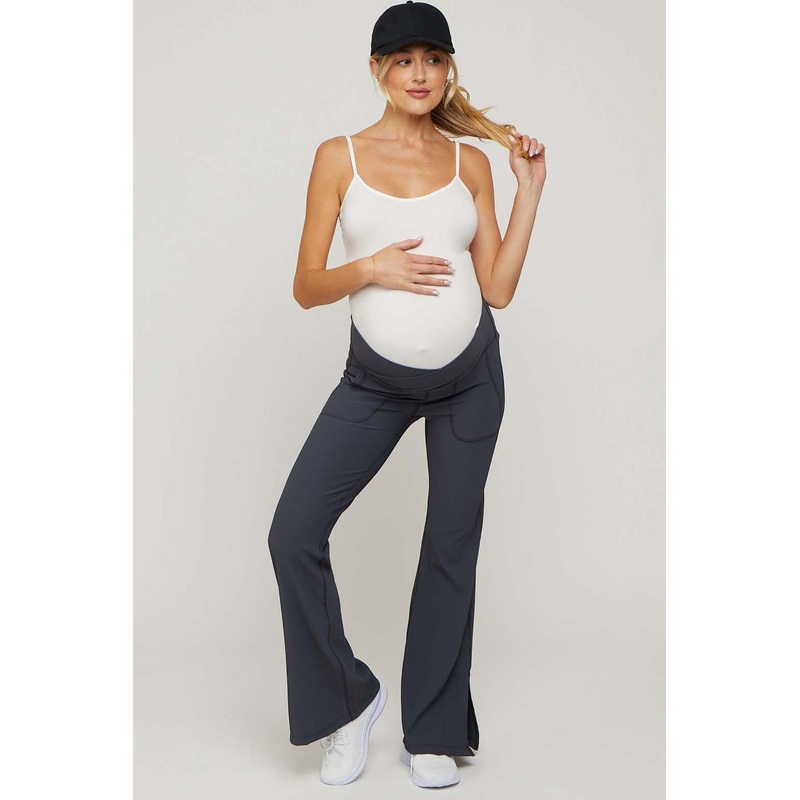 Charcoal  V-Waist Ribbed Bootcut Maternity Leggings