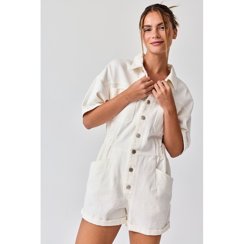 White Romper W/ Elastic Waist
