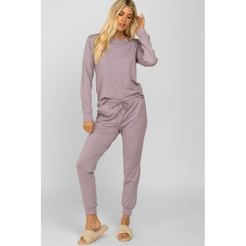 Lavender Soft Knit Jogger Lounge Set