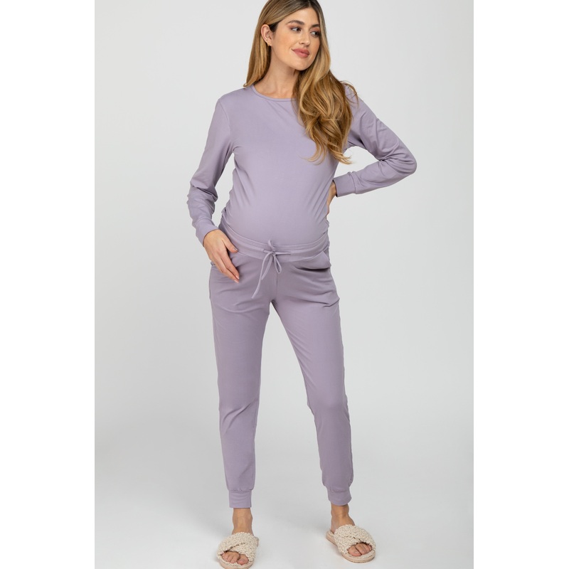 Lavender Soft Knit Jogger Maternity Lounge Set