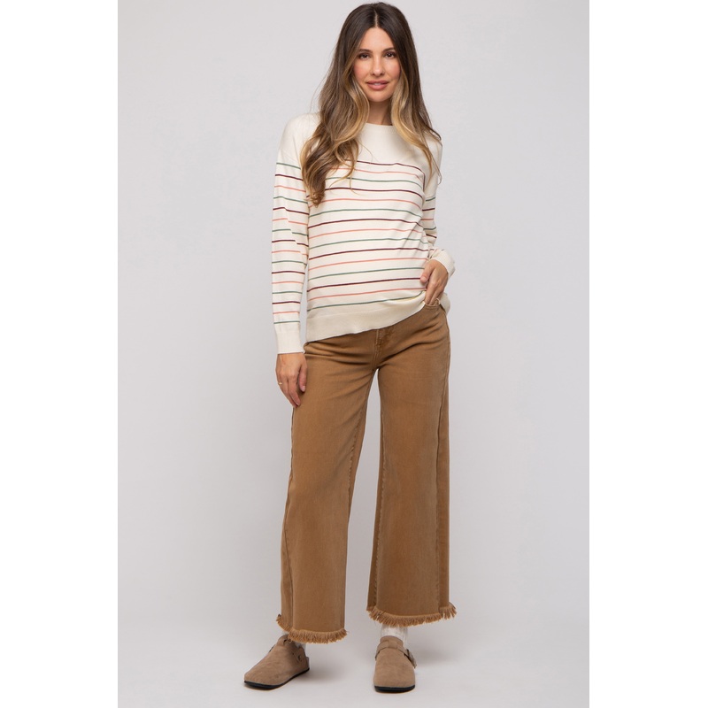 Mocha Cropped Wide Leg Maternity Pants