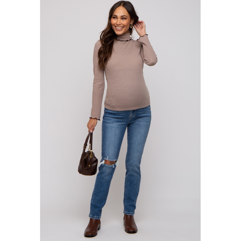 Blue Distressed Knee Skinny Maternity Jeans
