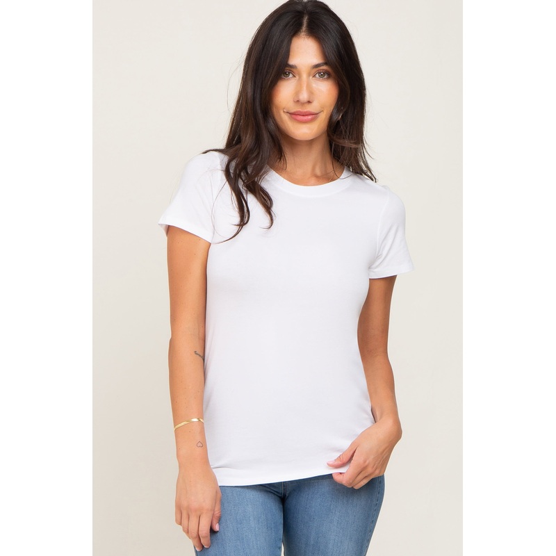 White Basic Crew Neck Tee