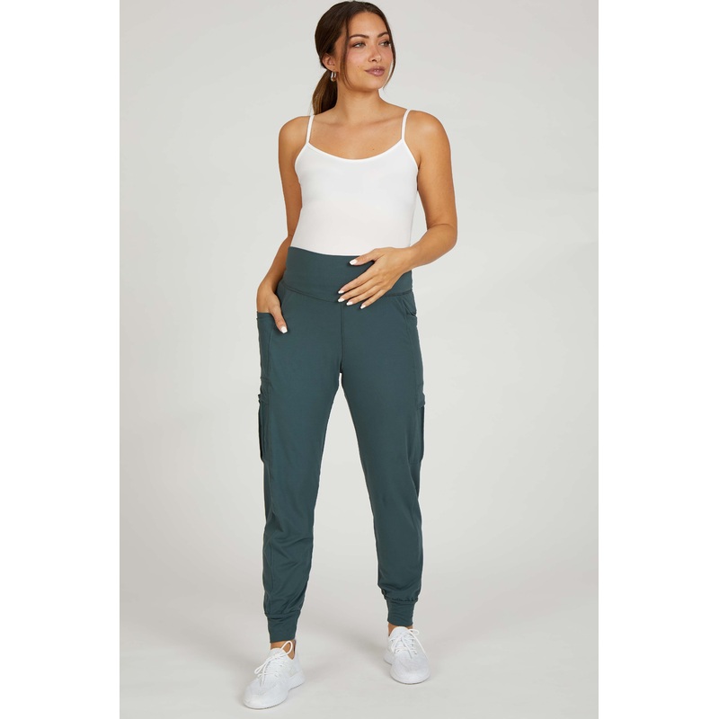 Forest Green Cargo Pocket Maternity Jogger Pants