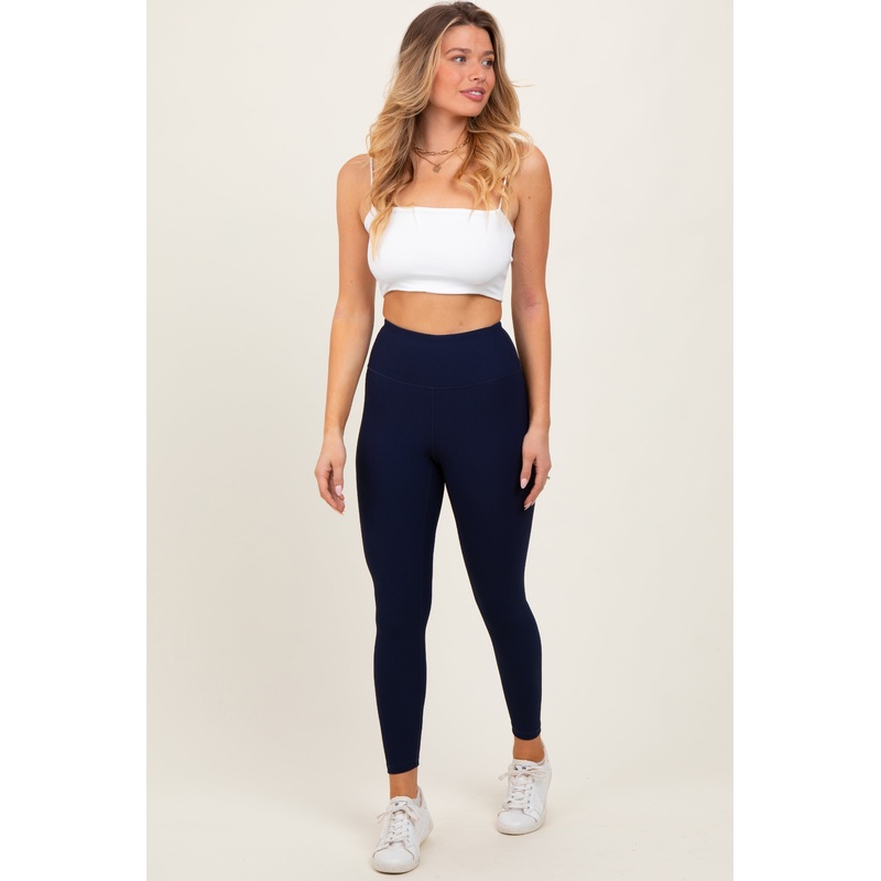 Navy Ribbed Leggings