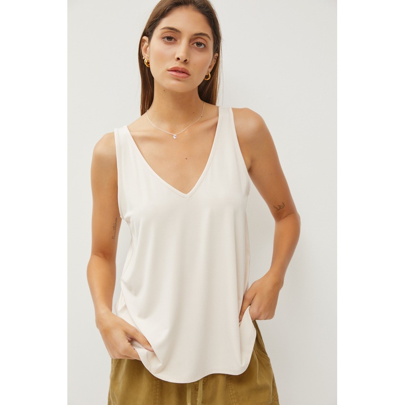 Beige V-Neck Tank Top