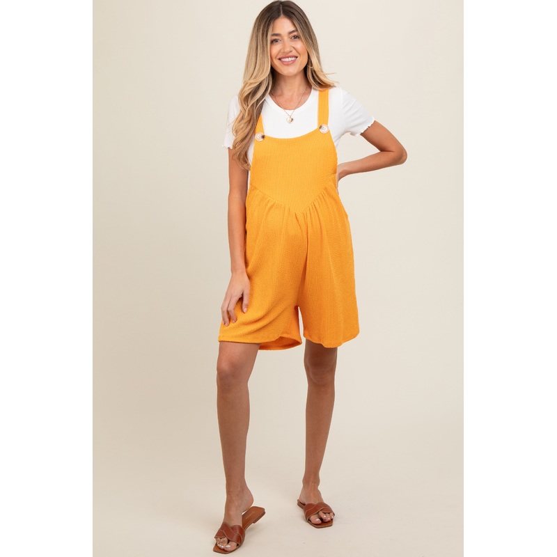 Orange Ribbed Maternity Romper