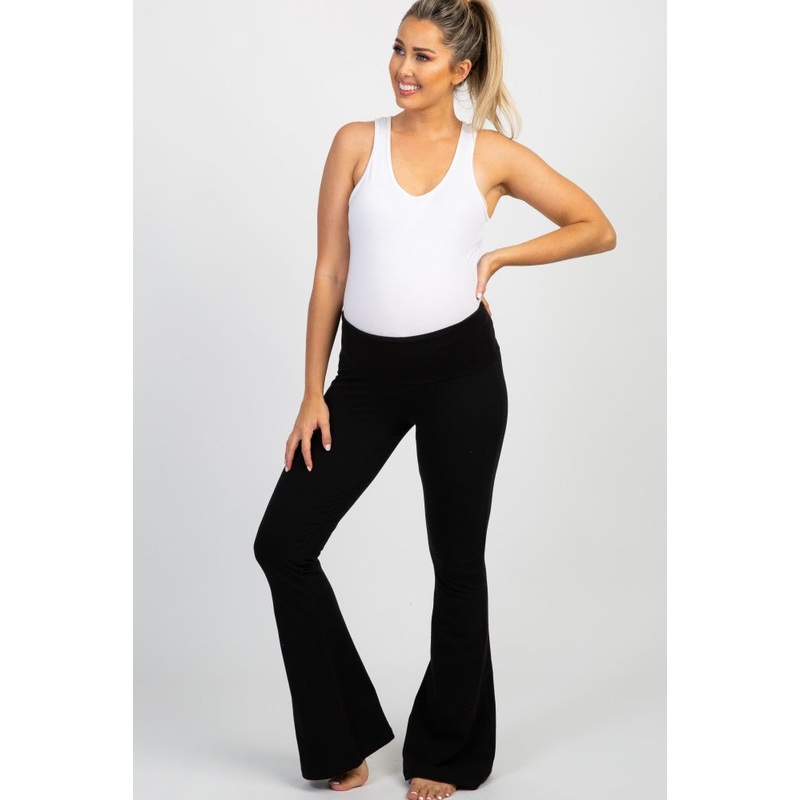 Black Foldover Maternity Pants