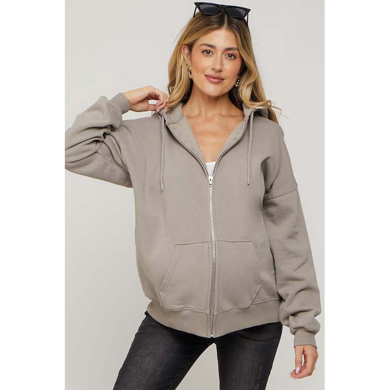 Taupe Hooded Maternity Jacket