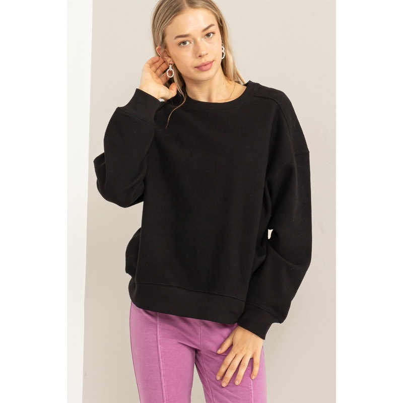Black Basic Fleece Sweatshirt
